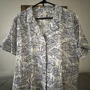 White and Black Print Shirt